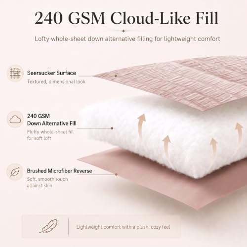 Full Size Comforter Sets 7 Pieces Rose Gold Seersucker Bed in a Bag