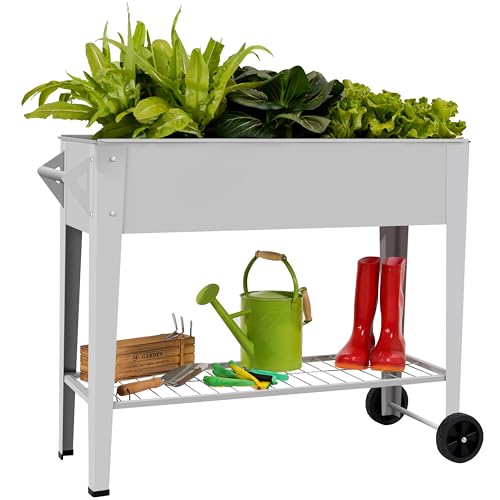 Elevate Herb Garden Planter Box Outdoor Raised Planter Box with Legs On Wheels for Vegetables Flower Tomato Patio Backyard