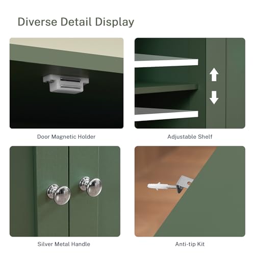 58" H Tall Bathroom Storage Cabinet with 2 Drawers & 2 Adjustable Shelves