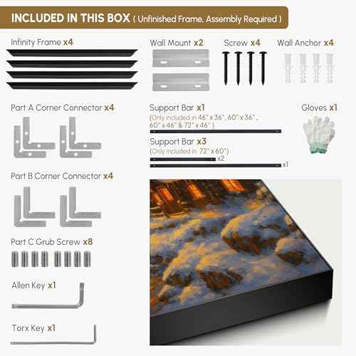 46"x60" Extra Large Framed Wall Art Cozy Cabin in Snowy Mountain Landscape at Sunset for Home Living Room Bedroom Decor