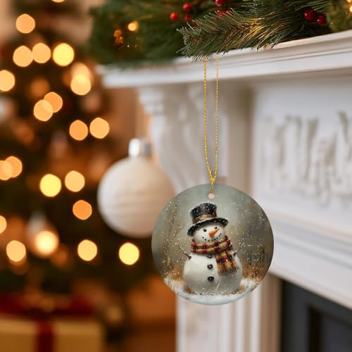 Vintage Winter Snowman Christmas Ceramic Ornament Gifts