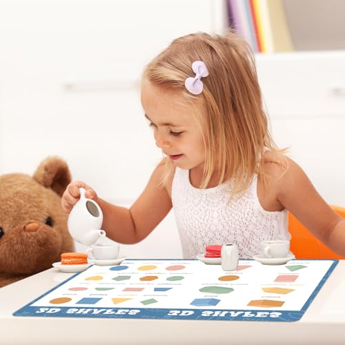 Educational Placemats Set of 6 Boho Kid Plastic Table Mat 17×13×0.04in (6 Count)