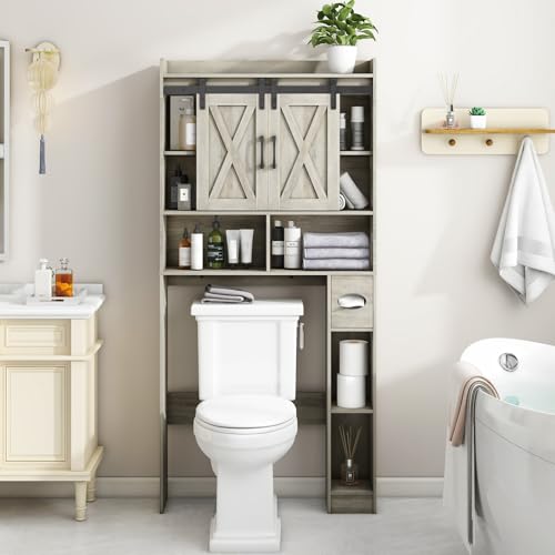 Over The Toilet Storage Cabinet with Sliding Doors