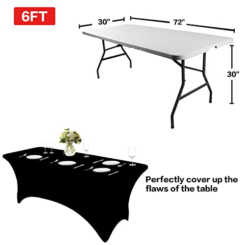 6FT Black Table Cloth for Rectangular Spandex Table Cover
