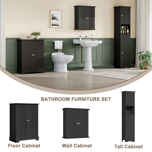 Bathroom Floor Cabinet with 2 Doors and Adjustable Shelves