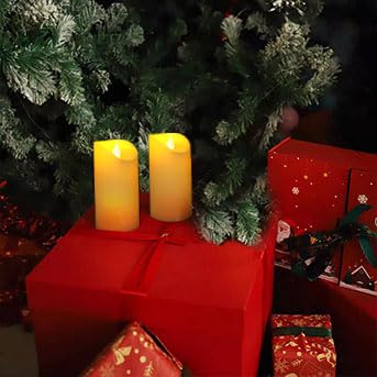 Outdoor Battery Operated Flameless Candles with Remote Timer D3”xH6” 2 PCS (2 Count)