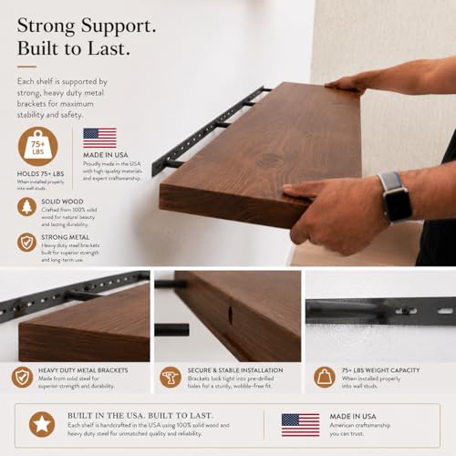 URBANDI Rustic Floating Shelves (2 Shelves)
