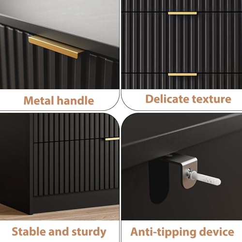 Black 7 Drawer Dresser for Bedroom