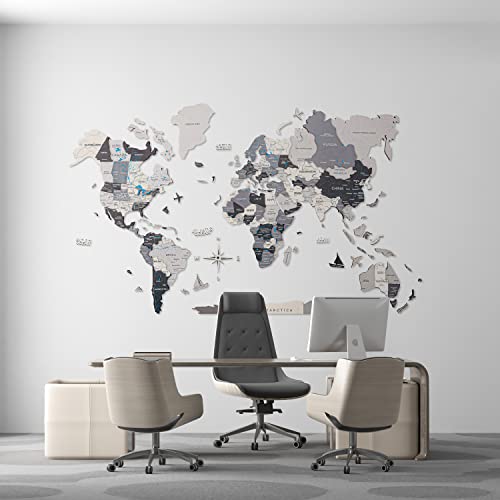 Handmade 3D Wood World Map Wall Art Large Wall Decor Track Your World Travels