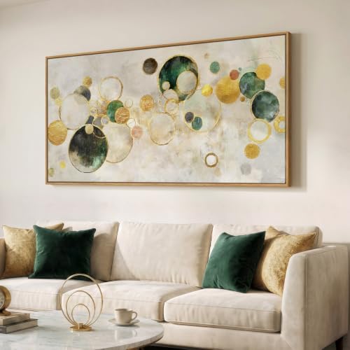 Large Framed Gold Abstract Wall Art for Living Room