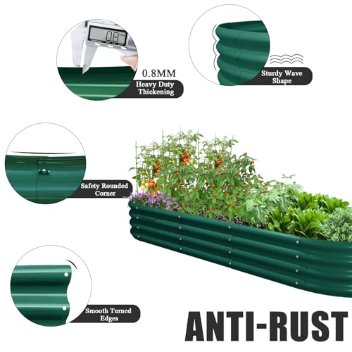 4 Pack 8x3x1FT Galvanized Raised Garden Bed Large Metal Planter Box Kit Elevated Raised Garden Planters for Outdoor Plants (4 Count)
