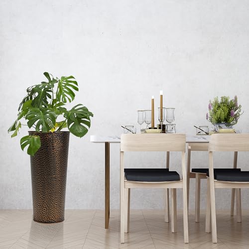 2 Pack 25" Tall Narrow Metal Planter with Inside Pot for Indoors or Outdoors (2 Count)