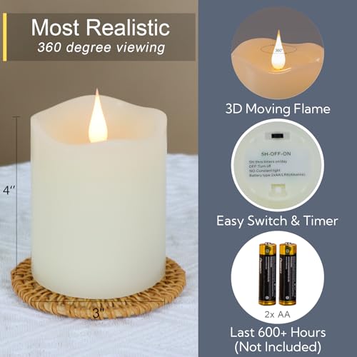 Flameless Candles Battery Operated with Remote Timer (2 Count)