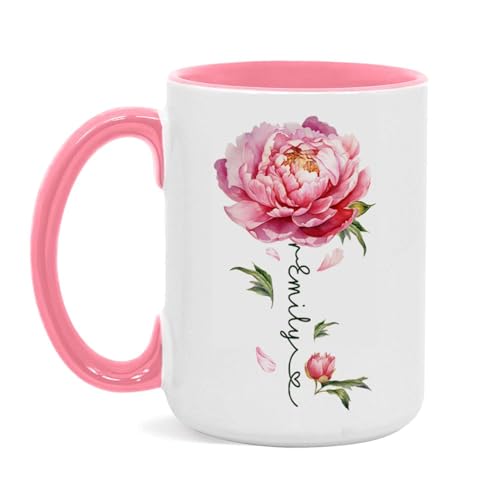 Flower Design Mug With Custom Name