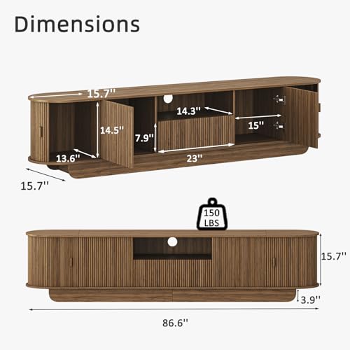 86.6'' Fluted TV Stand for 55