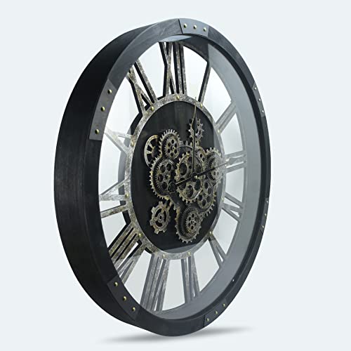 27 inch Large Real Moving Gears Wall Clock with Toughened Glass Cover