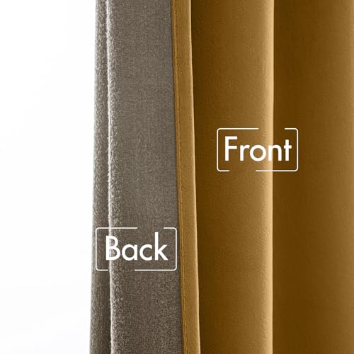 Gold Velvet Pinch Pleat Blackout Curtains W52 X L90 Inches (2 Count)