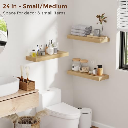 32 Inch Floating Shelves for Wall Oak Shelves Set of 2