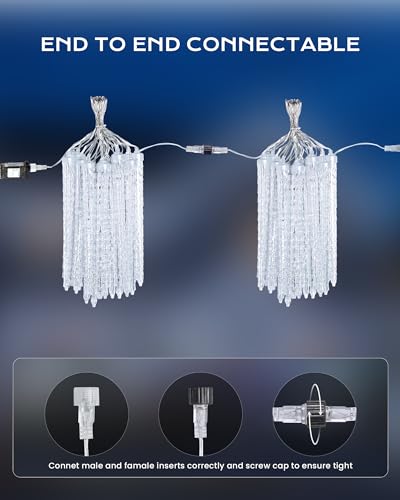 Christmas Icicle Lights Outdoor (20 Foot)