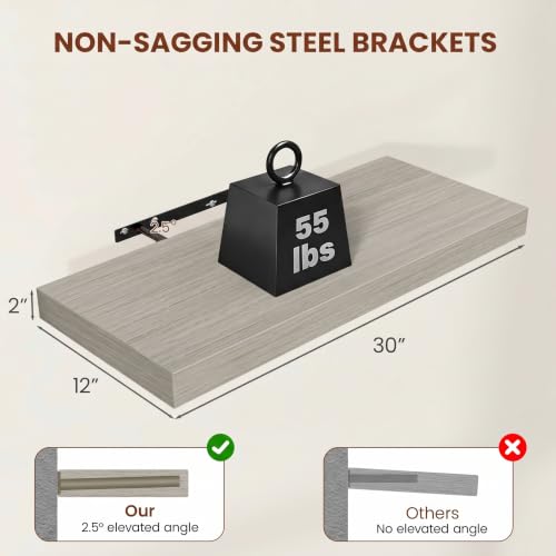 12 Deep Floating Shelves 30x12” Set of 2 (2 Count)