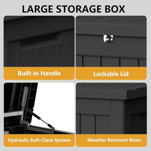 280 Gallon Outdoor Storage Box Waterproof Lockable Resin Deck Box Large