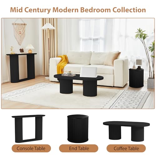 Small Round Side Table Fluted Night Stand Set of 2 (2 Count)