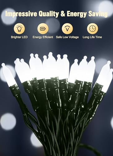 Pure White Battery Operated Christmas String Lights with Timer