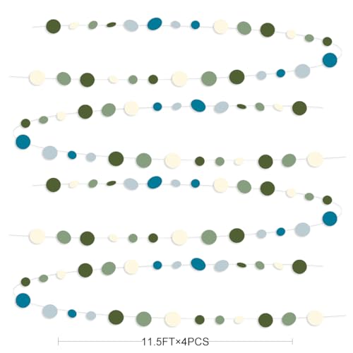 Sage Green and Dusty Blue Party Decorations Polka Dots Garlands Hanging Paper Circle Dots Streamer for Men Birthday Wedding Shower Engagement Retirement Silly Goose Party Decorations Supplies