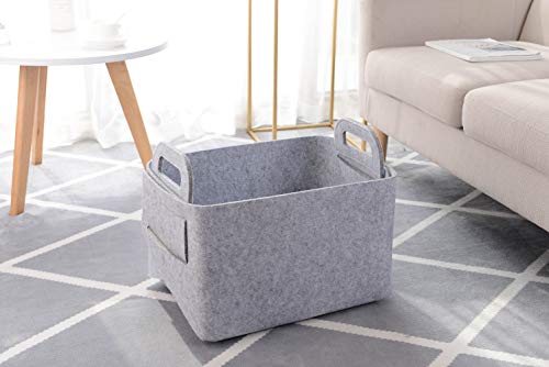 Storage Basket Felt Storage Bin Collapsible& Convenient Box Organizer with Carry Handles for Office Bedroom Closet Babies Nursery Toys Laundry