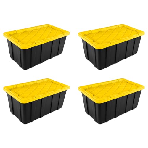 Industrial Storage Tote with Lids for Garage (4 Count)