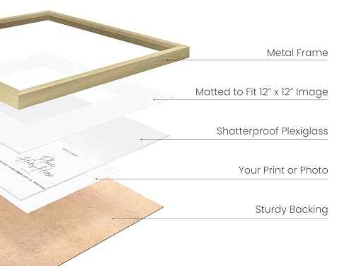 16x16 Gold Metal Picture Frames Matted to 12x12 (6 Count)