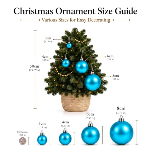 24ct Blue Christmas Ball Ornaments for Tree Decorations (24 Count)