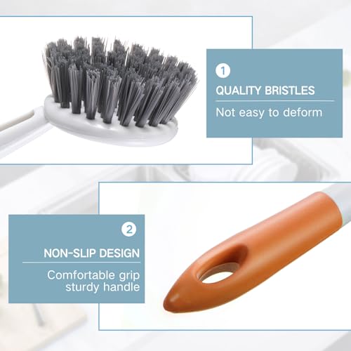 12 Pack Long Handle Dish Scrub Brush Stiff Bristles (12 Count)