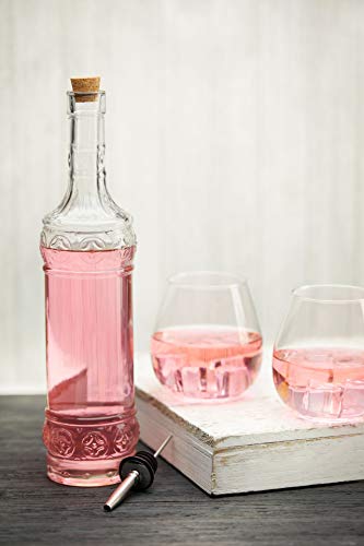 Large Clear Decorative Glass Bottle with Spout and Cork