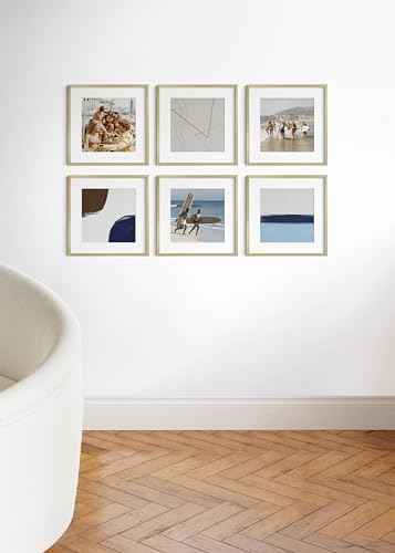 16x16 Gold Metal Picture Frames Matted to 12x12 (6 Count)