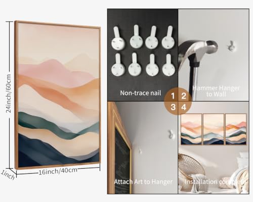 Boho Abstract Mountain Framed Canvas Wall Art
