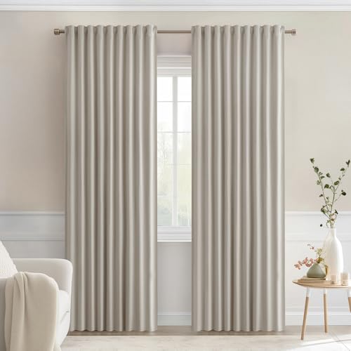 Natural Back Tab Blackout Curtains 52x72 Inches Long 2 Panels Set (2 Count)
