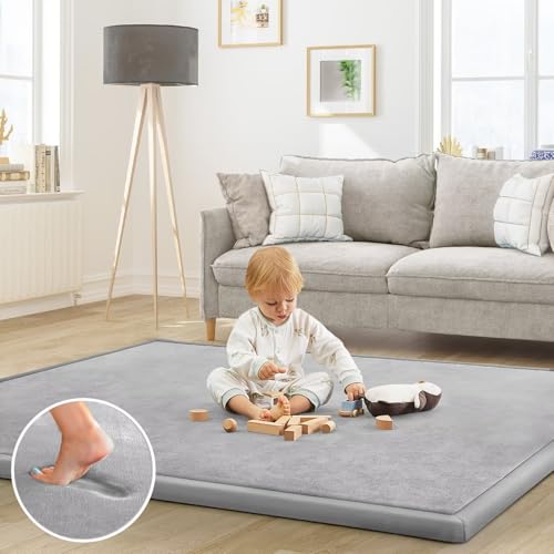 Baby Play Mat for Floor Nursery Rug Muscle Mat Area Rug Playroom Rug 50"x50" Playpen Mat Elastic Foam 1.3" Thick Crawling Mat for Babies