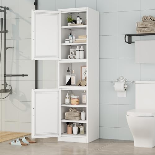 Tall Narrow Storage Cabinet 66.93" H Tall Bathroom Cabinets Metal Pantry Cabinet