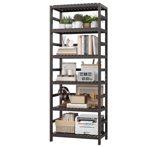 6 Tier Bamboo Shelf with Adjustable Shelves