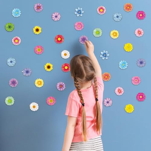 20 PCS Spring Grow Flowers Thick Window Gel Clings for Kids Toddlers (20 Count)