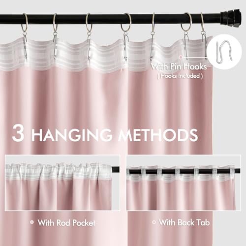 Light Pink Back Tab Blackout Curtains 72x84 Inch Length 2 Panels Set (2 Count)