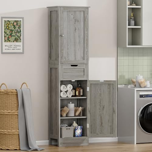 66.9" Tall Bathroom Storage Cabinet with 2 Doors & 1 Drawer
