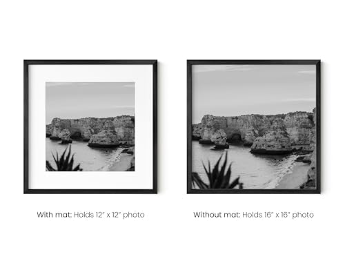 16x16 Black Metal Picture Frame Matted to 12x12