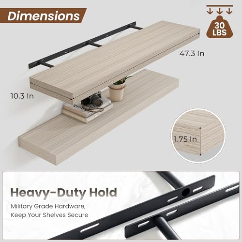 Floating Shelves 47.2" W x 10.3" D Grey Set of 2 (2 Count)