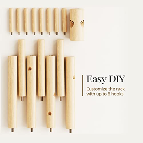 Solid Wooden Coat Rack Freestanding with 8 Hooks