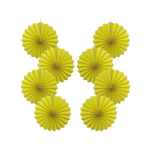 Yellow Party Decorations Lemon Yellow Hanging Paper Fan Bulk 12in
