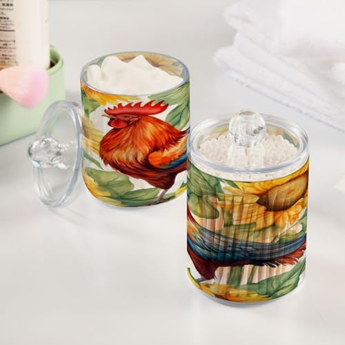 Sunflower Rooster 2PC Airtight Transparent Plastic Storage Jar (2 Count)