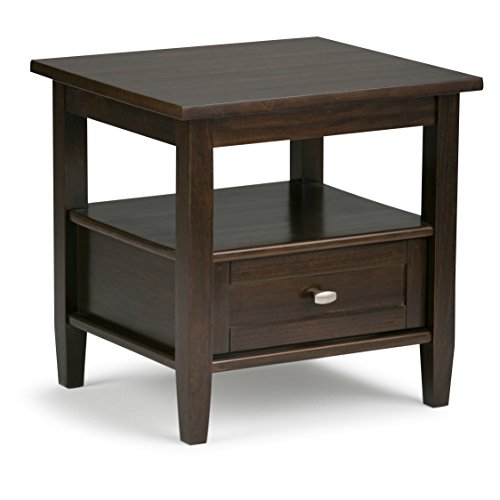 Warm Shaker 20" Wide Solid Wood End Table in Brunette Brown