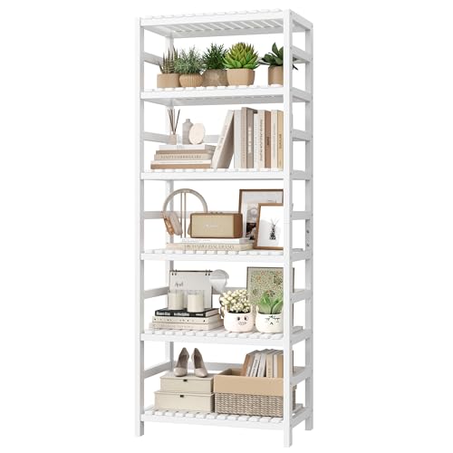 6 Tier Bamboo Shelf with Adjustable Shelves